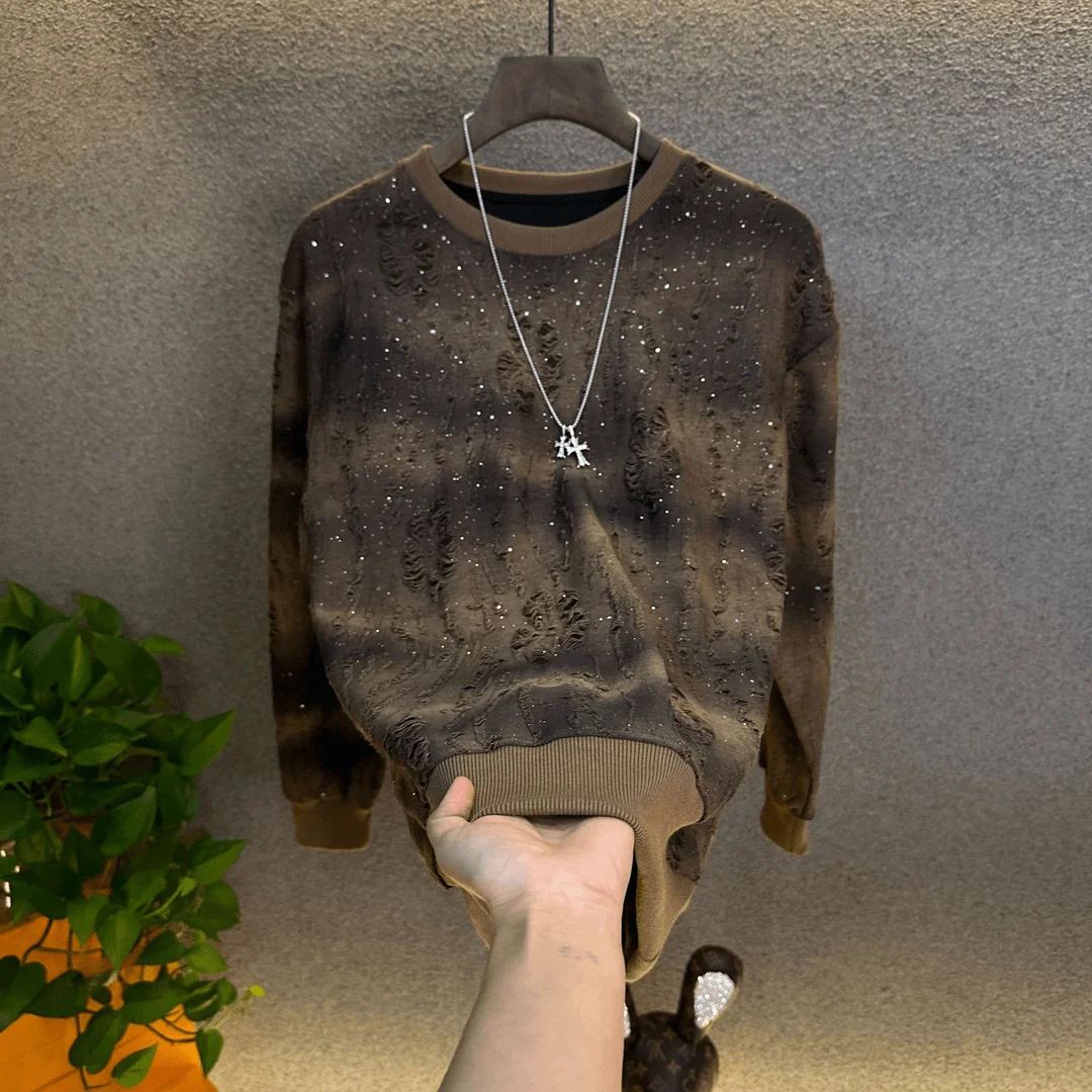 Star Long-sleeved Sweatshirt Round Neckline Fashion Casual Versatile Niche Men Business Slimming Ins 250604