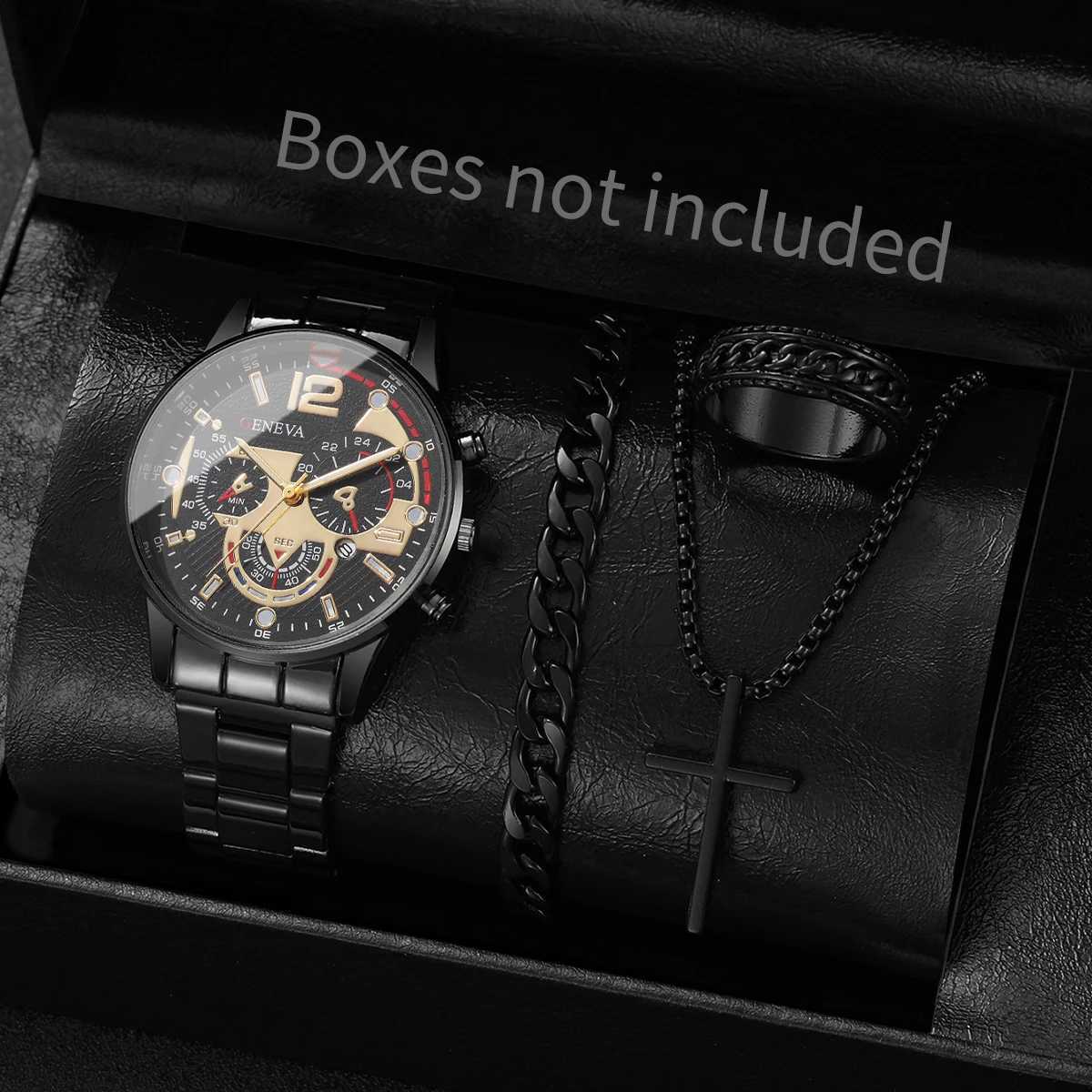 4PCS Men Business Watches Set Fashion Analog Quartz Watch for Mens Clock Reloj HombreWithout Box Y250605
