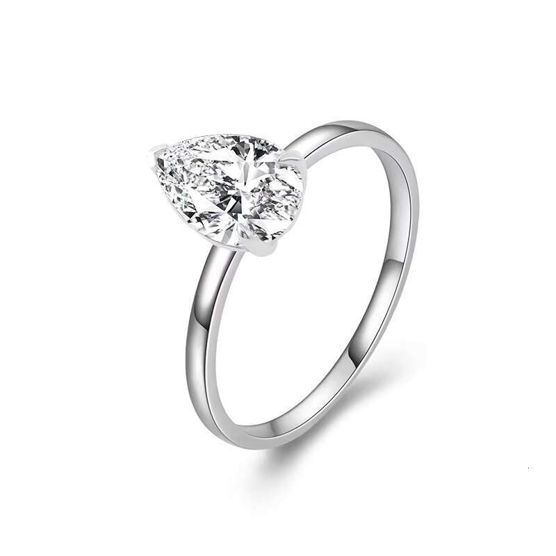 Pear Cut Moissanite Diamond Ring Platinum Material PT950 Ring Simple Style for Anniversary Gift