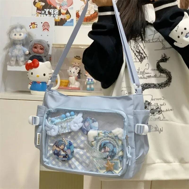 MBTI Designer Shoulder for Women College Style Casual Fashion Transparent Ita Bag Large Capacity Lolita Jk Handbag