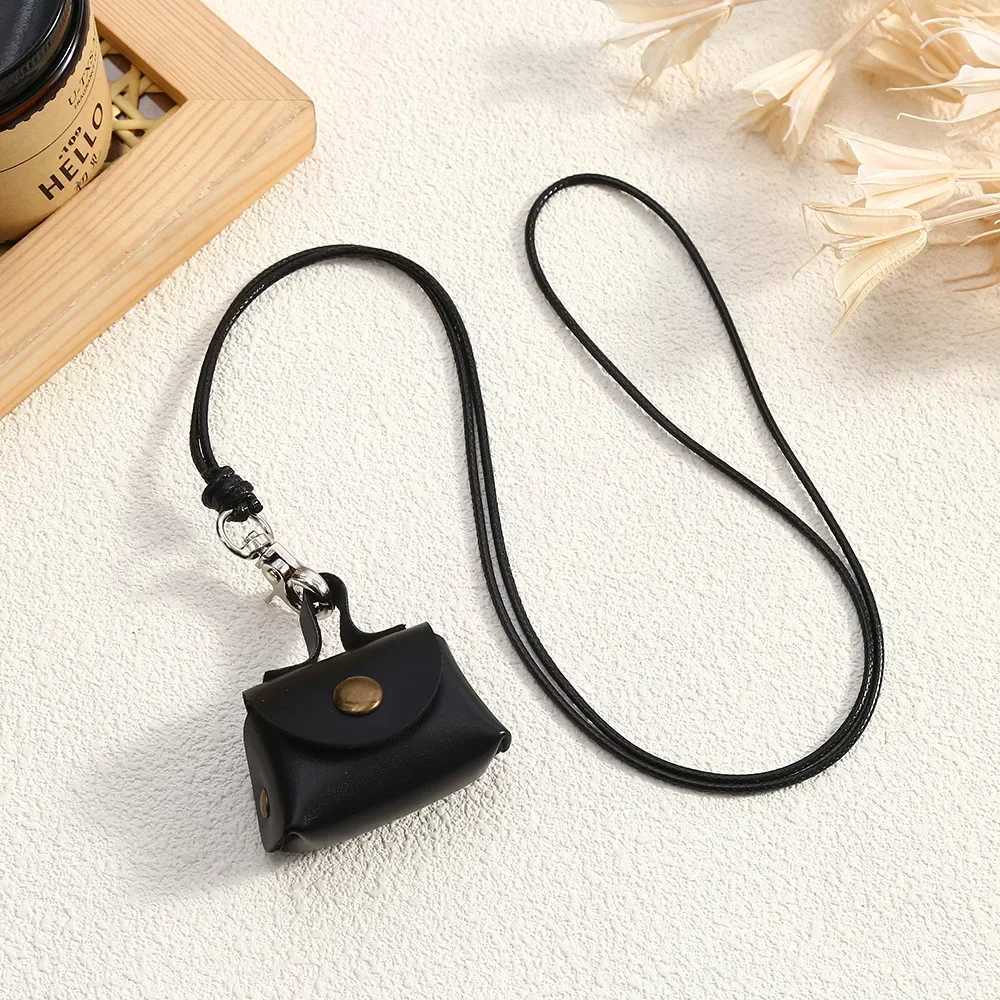 LATS Retro Cute Small Leather Bag Long Necklace for Women Fashion Sweater Chain Neck Hanging Jewelry Versatile Accessory Gift XJ250604