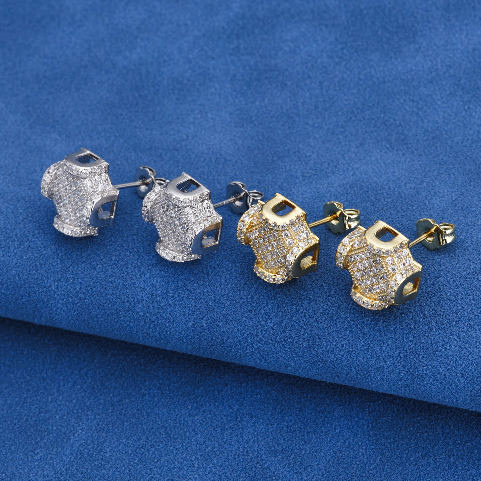 Hip Hop Personality Full Diamond Mens Earrings Trendy Jewelry High-end Moissanite Earrings