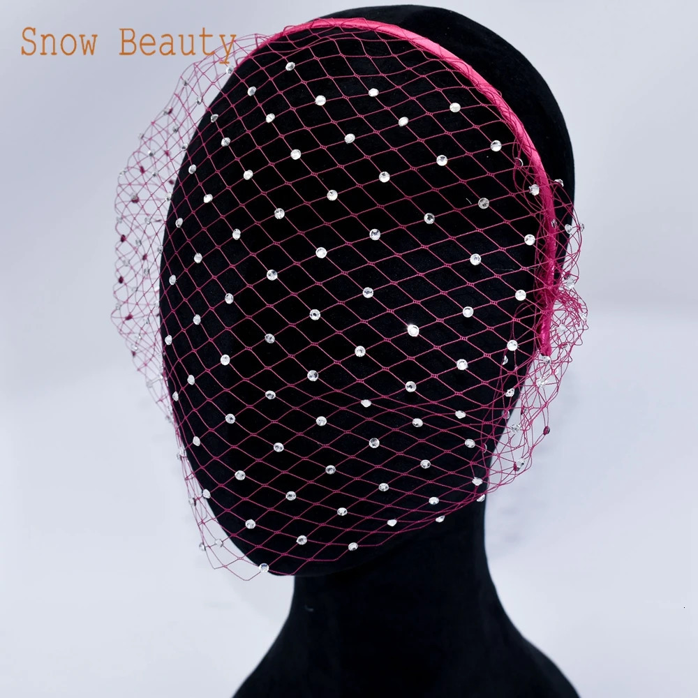 JM06 Pink Mini Wedding Veil Multiple Styles Birdcage Veil Rhinestones Party Accessories White Blusher Veil for Bride Headwear 250530