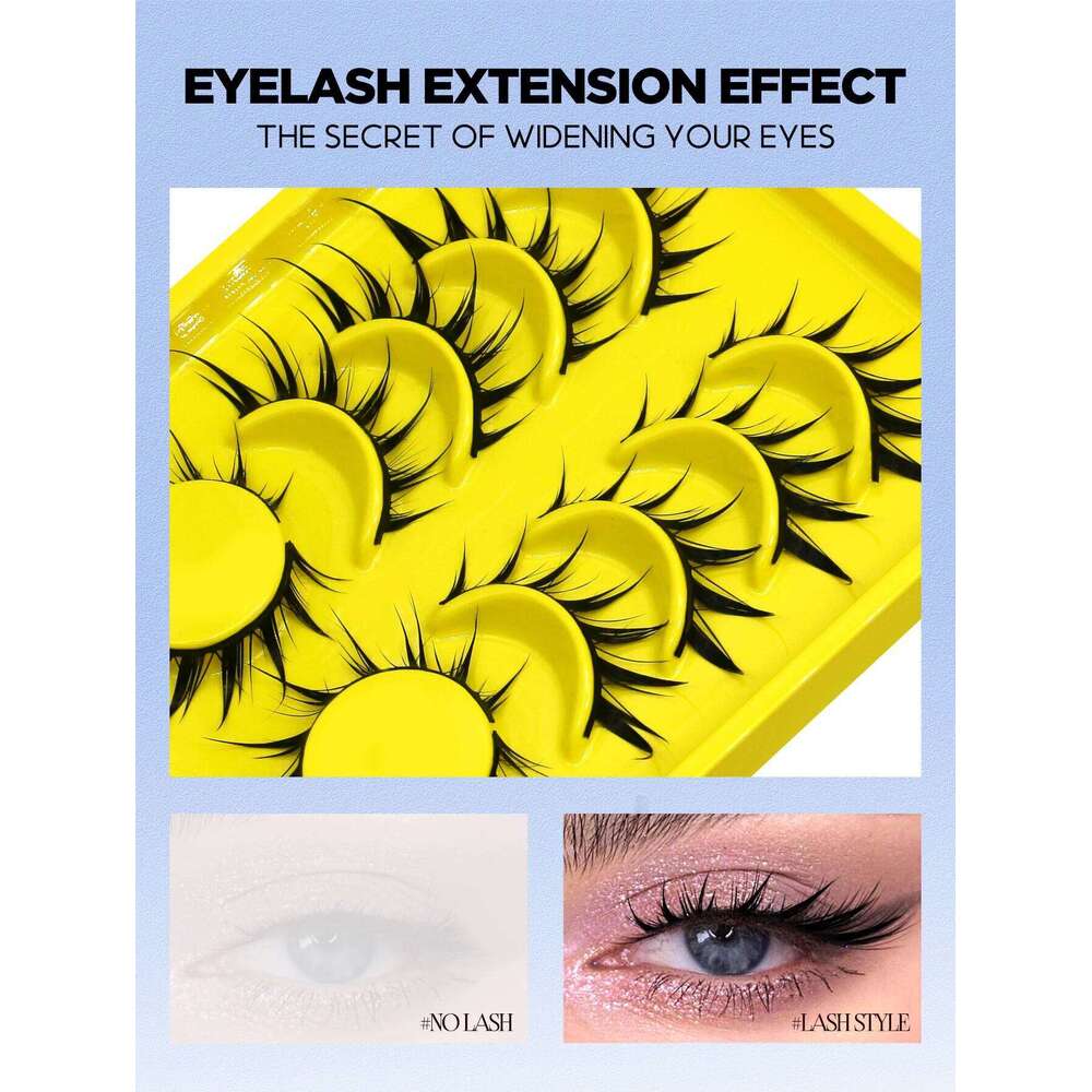 GROINNEYA Manga Cat Eye 3D False Lashes Fluffy Soft Cross Wispy Natural Eyelash Extension Makeup free shipping