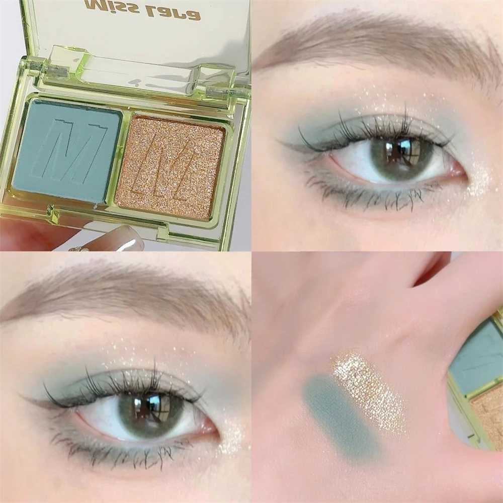 2 Colors Eye Shadow Makeup Palette Products Shiny Eyeshadows Korean Cosmetics Blue Shadow Purple Green Korean Eyeshadow Palette W250605