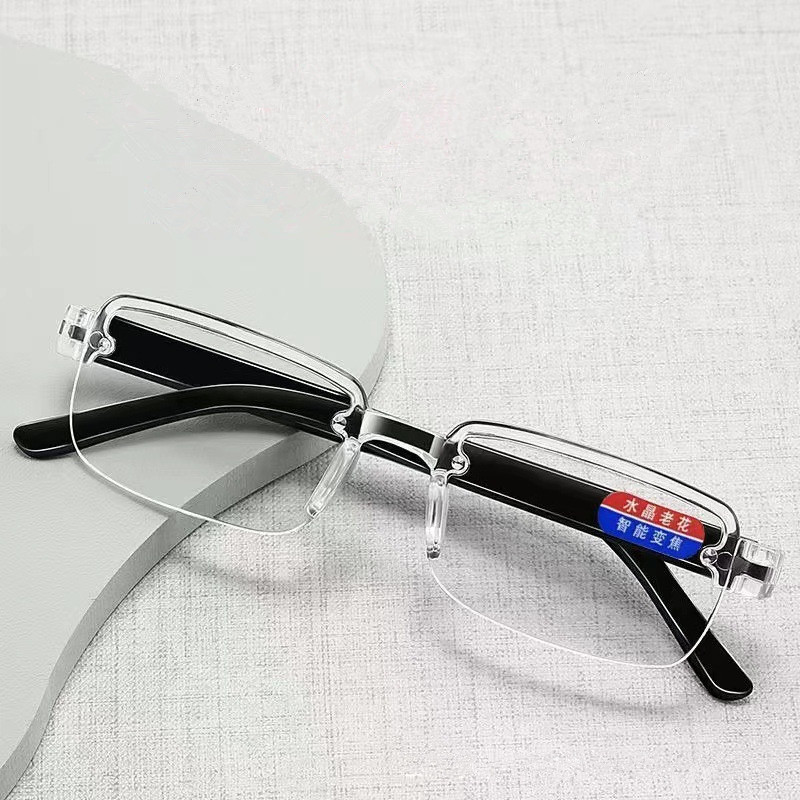 Reading Glasses Automatic Adjustment of Prescription High-Definition Anti-Blue Light Frameless Smart Focus Reading Glasses with Crystal Appearance Wit