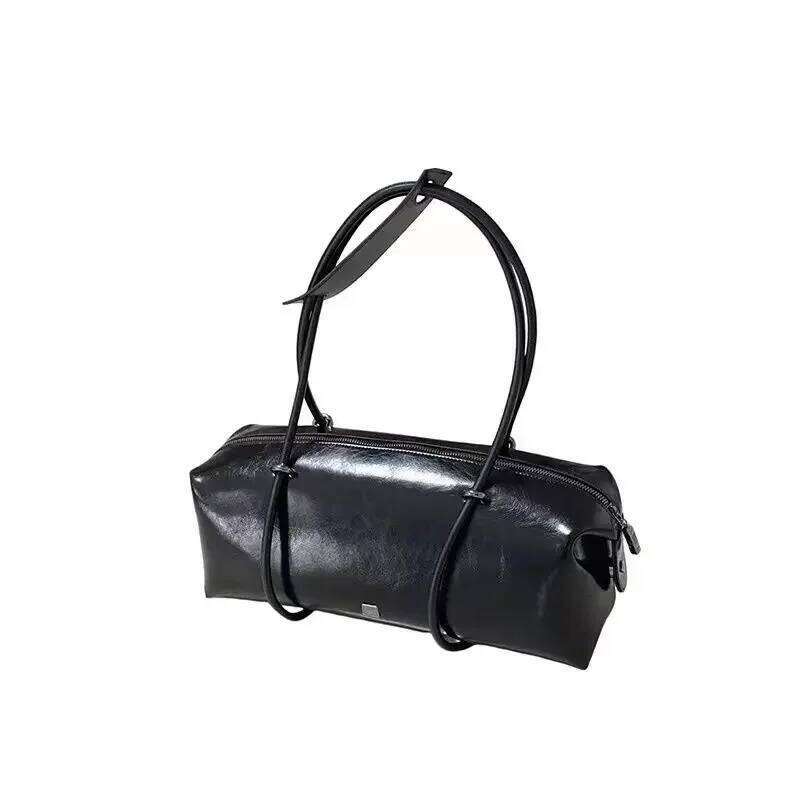 Miyagawa Retro Women s Large Capacity Boston Pillow Spicy Girl Motorcycle Bag High Quality One Shoulder Travel Handbag