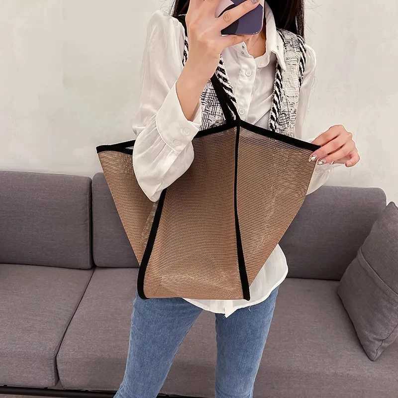 Transparent Hollow Shoulder Bag For Mesh Totes Bag Summer Beach Bag Ladies Portable Handbags Shoulder Bags Clutch feminina XJ250605