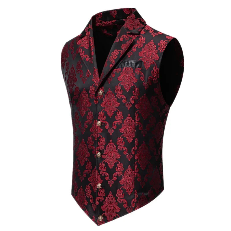 Men Jacquard Suit Vest Thin Tops Red Green Blue Pink Fashion Male Wedding Prom Party Dress Waistcoat 250605Z