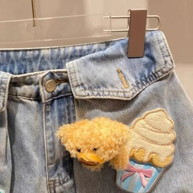 Nicemix 3D Teddy Bear Patch n Slim Fit Denim Shorts for Women Summer Stylish High Waist Loose Casual Jeans Women 250604