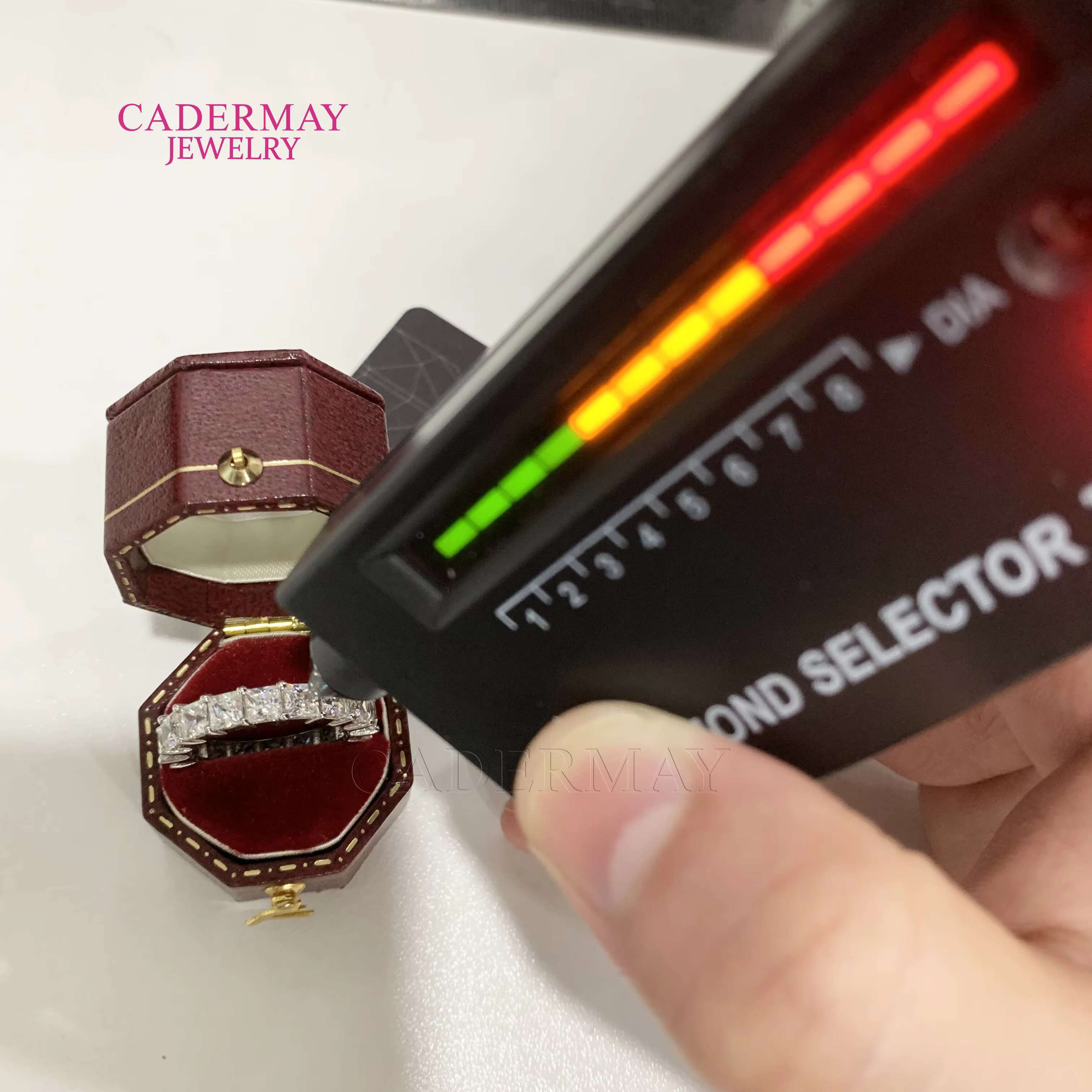 Cadermay Jewelry 925 Silver 3.5x3.5mm Square Princess Cut D VVS Moissanite Eternity Ring Band for Women Gift