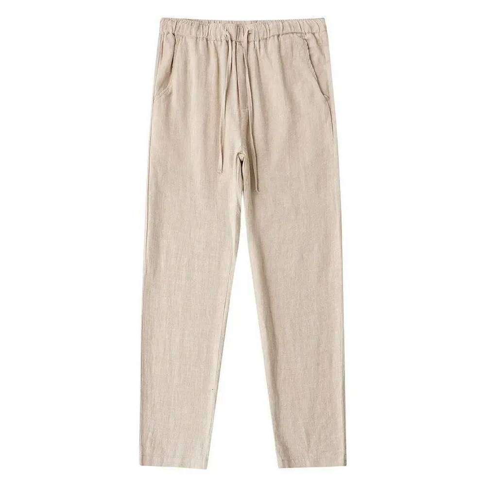 Casual Linen Chino Pants Men Wide Leg Lightweight Baggy Cotton Sweatpants Male Walking Jogger Trousers Work