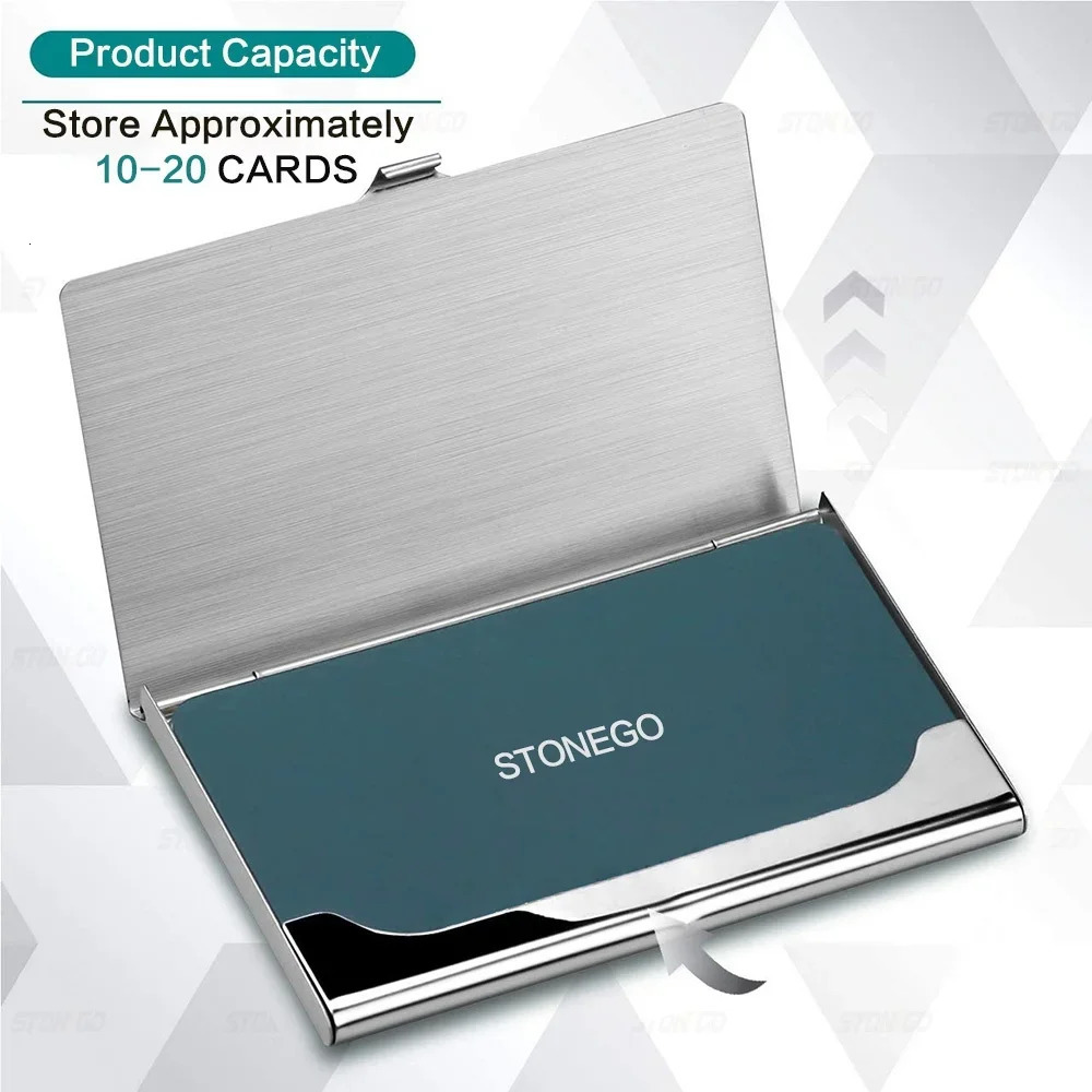 Premium Stainless Steel Business Card Holder Ultrathin Silver Metal Pocket Case for Men and Women; Simple n 250605