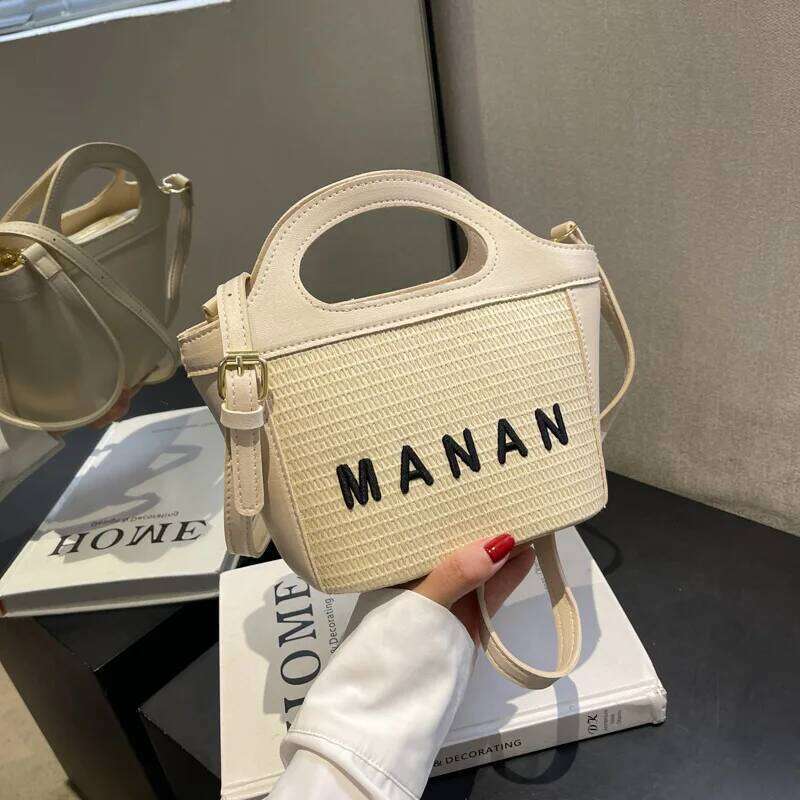 Hot Selling Women's Fashionable Woven Handbag Designer Brand New Trendy Straw Basket Female Bucket Bags Shoulder Messenger Purses