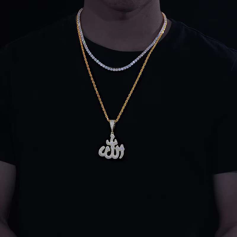 Dropshipping Iced Out Moissanite Allah Pendant 18K Gold Plated 925 Sterling Silver VVS Diamond Men Jewelry Hip Hop Style Charm