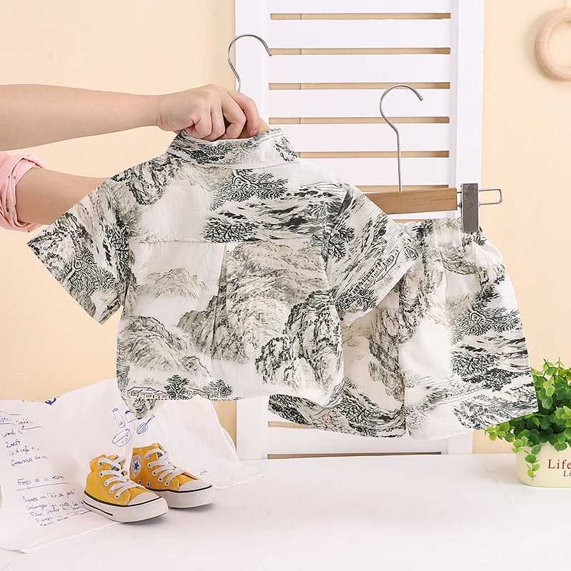 Summer Outfit for Kids Boys Girls Childrens Clothing Set Childrens Top and Bottom Clothes Cotton Shirt Short Sleeve 2pcs/Sets R250605