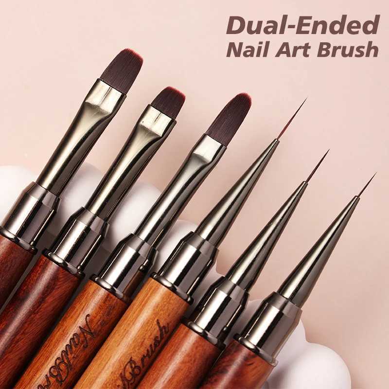 Dual-Ended Nail Pen Brush Glue Photo Pen UV Gel Liner Brush Acrylic Extension Nail Art Painting Manicure Brushes ToolW250605