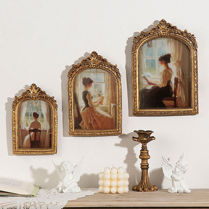 European Vintage Frame Relief Picture Arch Wedding Photo Frames For Home Decor Living Room Desk Decoration Luxury Carving H260306