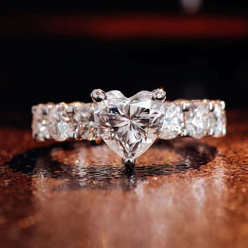 High Quality 14K White Gold Ring DEF Heart Shape VVS 2.8ct White Moissanite Diamond Ring Engagement Wedding for Women