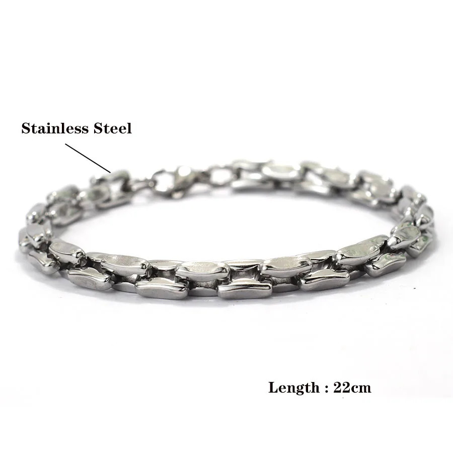 Hiphop Stainless Steel Chain Bracelet For Men Silver Color Punk Link Braclet Bangle Gifts For Boyfriend Accessoires Homme 250530