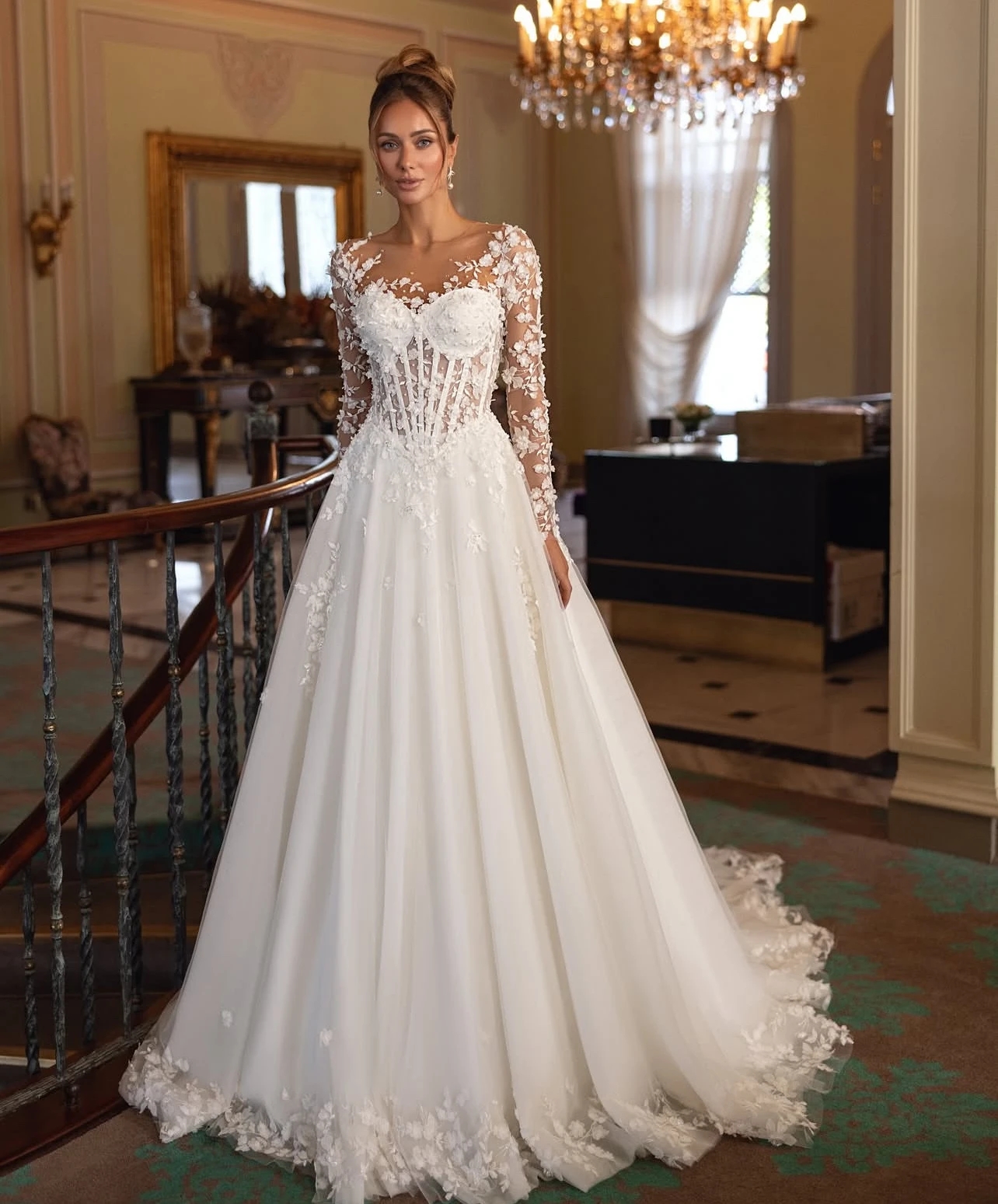 Elegant Wedding Dress 2025 Sweetheart 3D Flowers Lace Appliques Illusion Tulle A-line Church Bride Bridal Gowns Vestidos De Noiva Robe De Mariage
