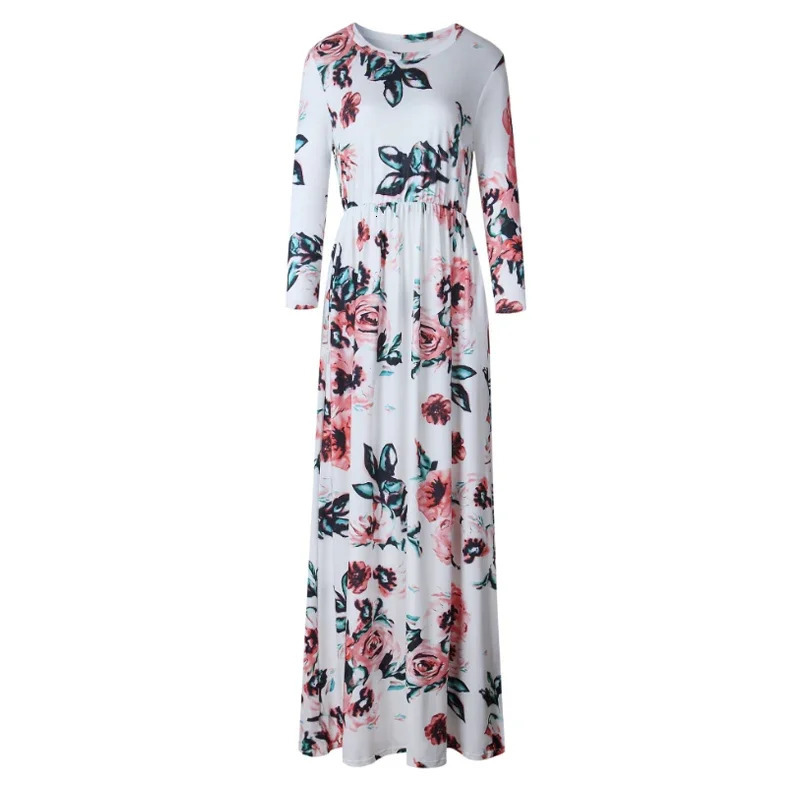 Women Summer Floral Print Maxi 2025 Loose White Boho Beach Dres Vintage Evening Party Long Dress Vestidos Female Robe 250526