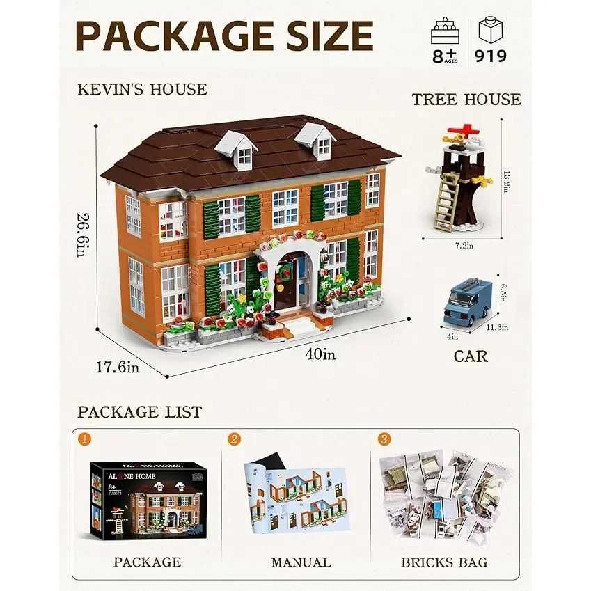 Home-Alone House Building Kits Forest Cabin Cottage Train Twister Blocks Toy Decor Office Display Set (1138 Pcs) W250605