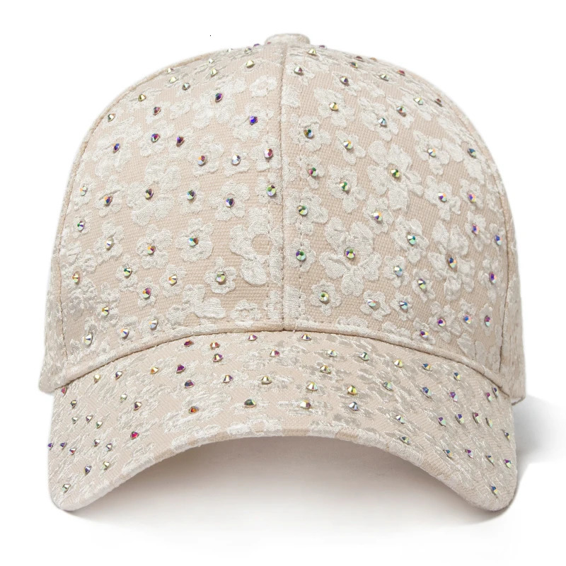 CNTANG Summer Women Rhinestone Baseball Cap Flower Embroidery Hats Female Fashion Sun Hat Hip Hop Y2k Caps 250603