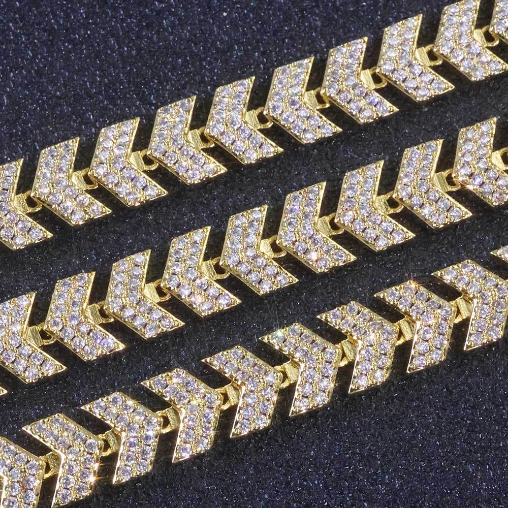 Hip Hop 8mm Fishbone Chain Moissanite Bracelet Trendy Jewelry Mens Bracelet Accessories Bracelet