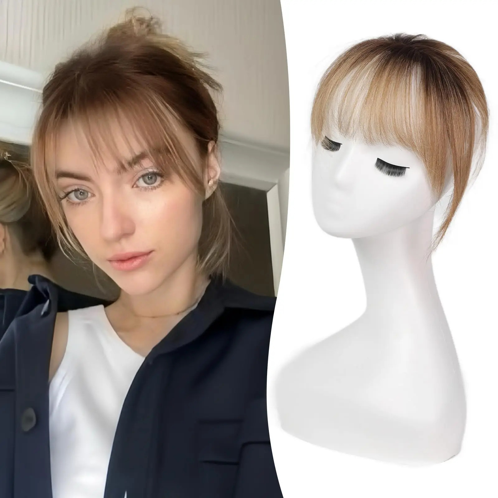 3D Wispy Human Hair Bangs for Women Natural Looking Full Coverage Clips In Remy Hair Bang Hand Tied Lace Base Fake Bangs 250529