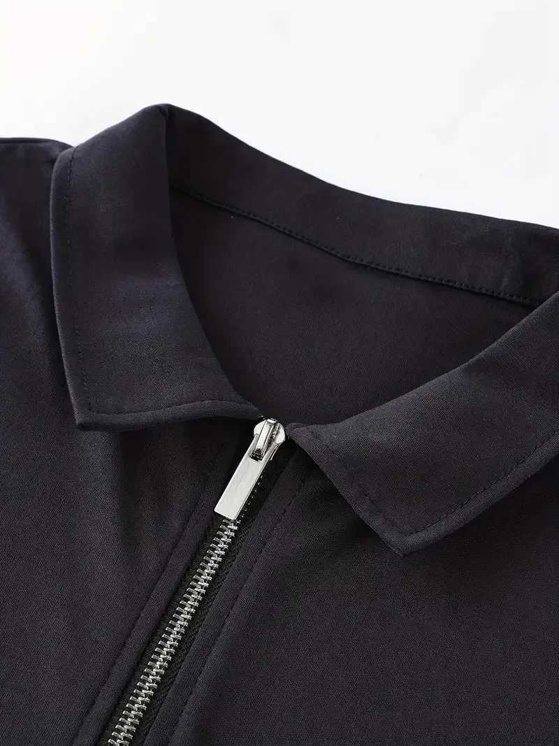 2025 Summer Mens Solid Color Polo Shirt Short Sleeve Turn-Down Collar Zipper T-shirts For Men Casual Streetwear New Male Tees XJ250605