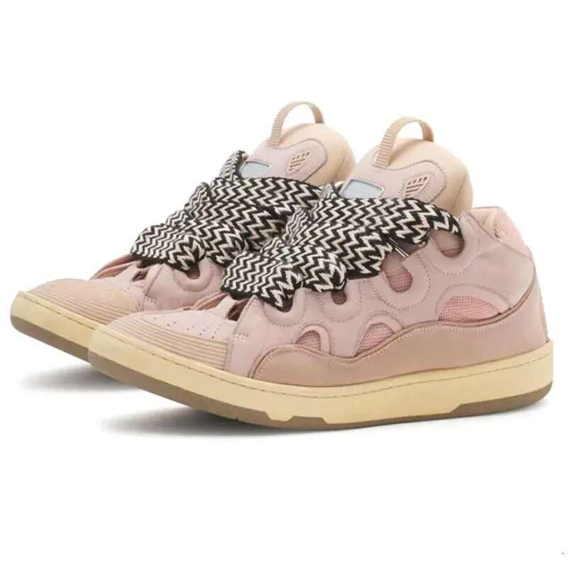 Designer Casual shoes for sneakers mesh woven lace-up mens platform fashion shoe Pink Multi womens leather nappa calfskin men women Trainers size 35-4