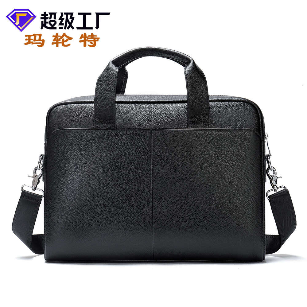 Marlant Men's Handbag First Layer Cowhide Briefcase Genuine Leather Laptop Business Bag