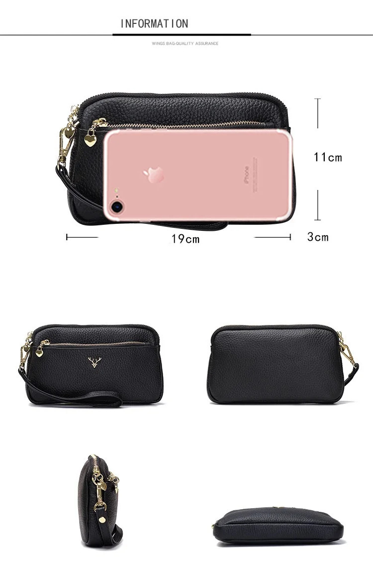 Genuine Leather Women Long Wallets Card Holder Clutch Bag Female Wrist bags Strap Solid Wallet ner Cowhide phone Purse 250605