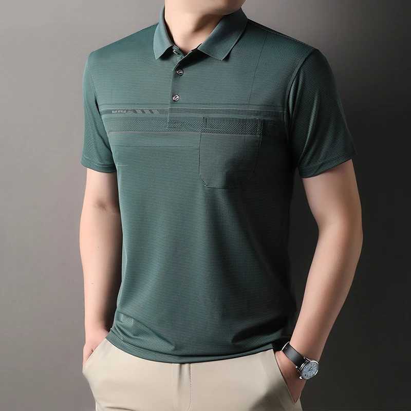 Retro Mens Short Sleeve Polo Shirt Summer Fashion Pocket Stripe High-end Custom Design Comfortable Cotton Top Casual T-shirt XJ250605