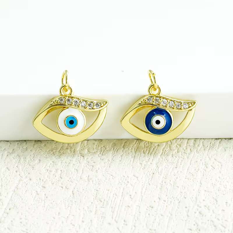 Colorful Dripping Oil Enamel DIY Fashion Jewelry Copper Gold Plated Zircon Punk Charm Micro-Inlaid Pendant for Ladies Necklace