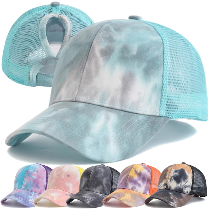 Women Ponytail Cap Tie Dyeing n Baseball Cap Female Streetwear Trucker Hats 250603