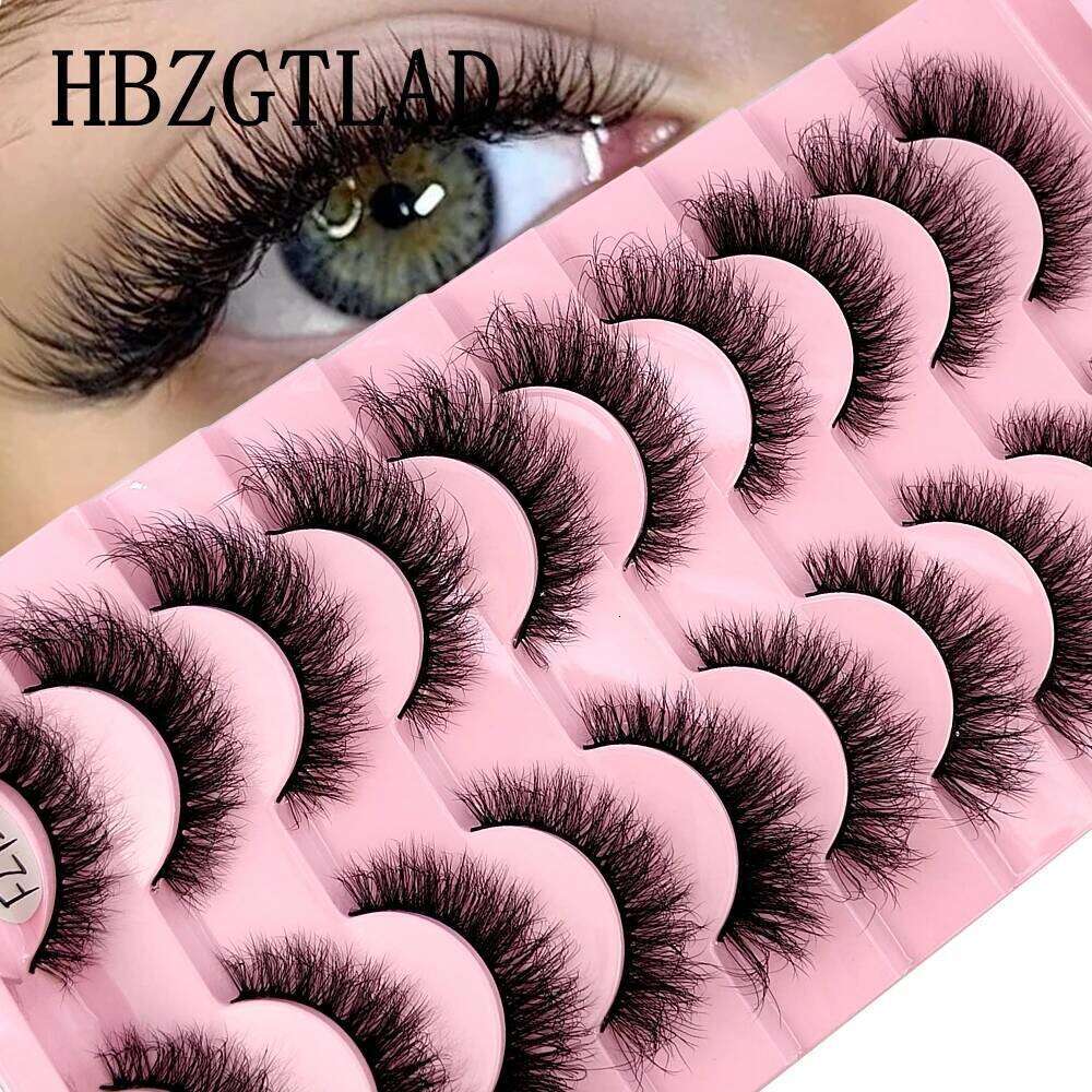 10 Pairs Faux Mink Handmade False Natural Nude Makeup Simulation Cross Messy Eye 3D Curly Eyelashes free shipping