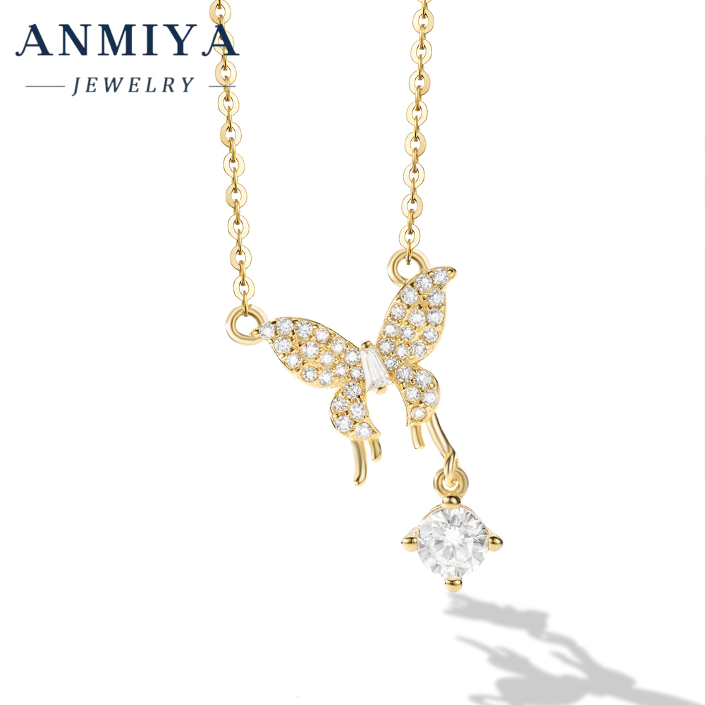 Vintage Silver Jewelry Butterfly Necklace Incorporating Geometric Zircon Pendant Design, 925 Antique Necklace for Outfits