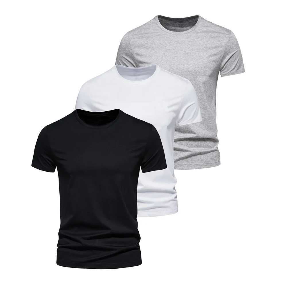 3Pcs Men T-shirt O-neck Fashion Design Slim Fit Soild T-shirts Male Tops Tees Short Sleeve T Shirt For MenC250605