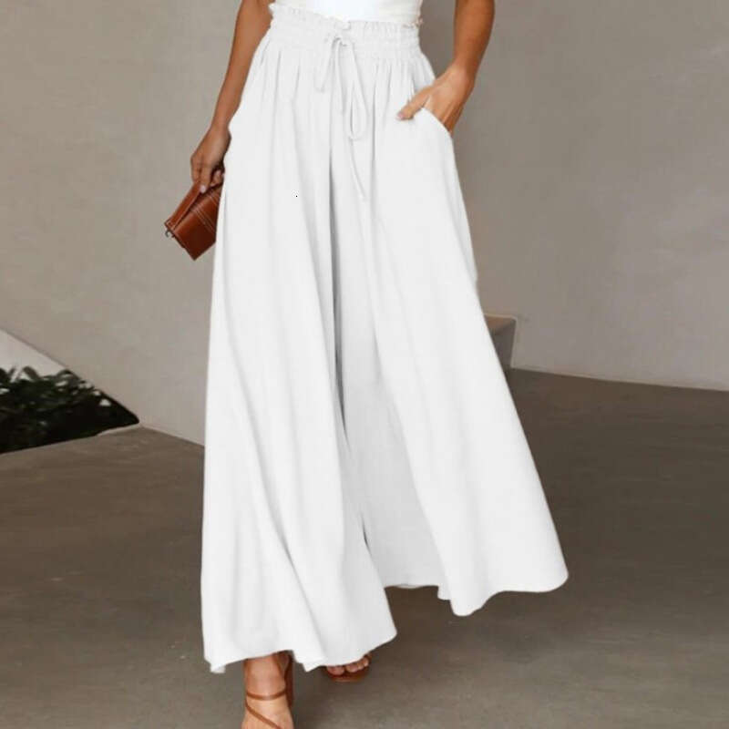 Summer New Women's Wide-Leg With Elastic Waistband, High-Waisted Long Skirt Pants For Women B5