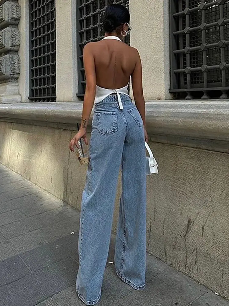 ner Womens Jeans Pants Blue Denim With Sheer Mesh Knee Panels Hip Hop Style Distressed High Waist Streetwear Trousers 250604