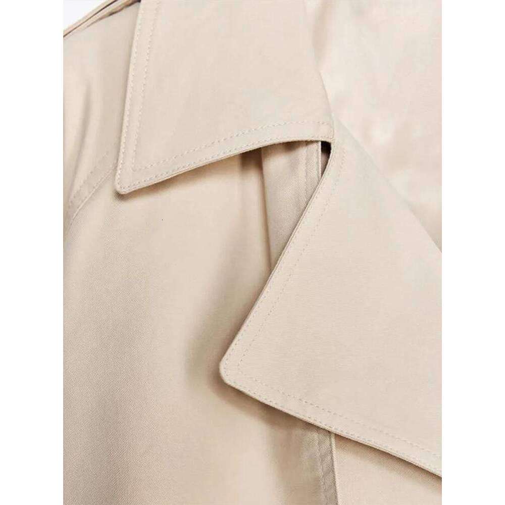 hoodie Spring Lace Up Trench Coat Women Apricot Loose Large Lapel Long Sleeves Short Windbreaker Chic High Street Outerwears Lady jacket