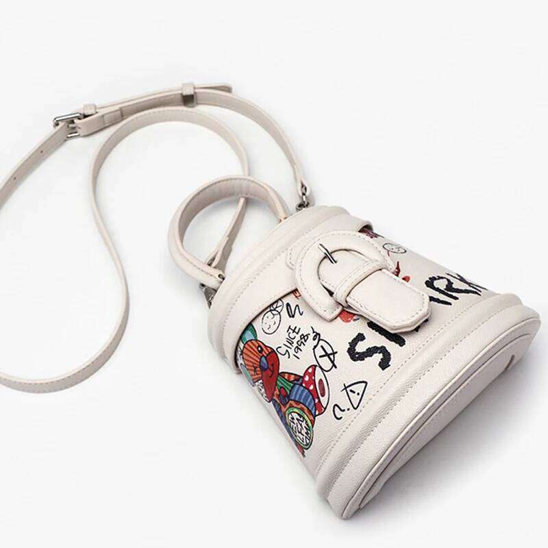 Ladies' New Graffiti Mobile Phone Handbag Bucket Travel Commuting Single Shoulder Crossbody Bag
