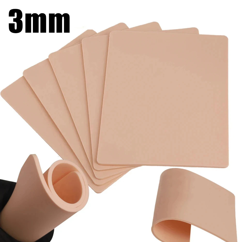 13581015PCS Tattoo Practice Skin 3MM Thick Blank Double Sides Silicone Fake Skin Beginner Practice Skin Accessories 250604