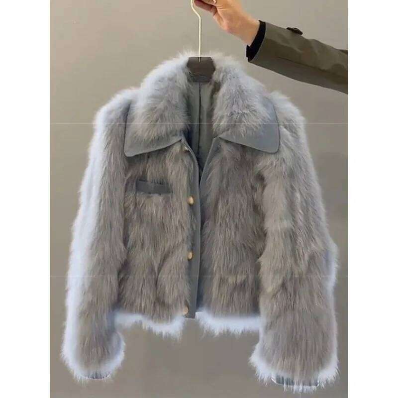 Fragrant Winter 2024 Small Person Thickened Temperament Short Girl Coat Simple Fashion Faux Women Fur Jacket