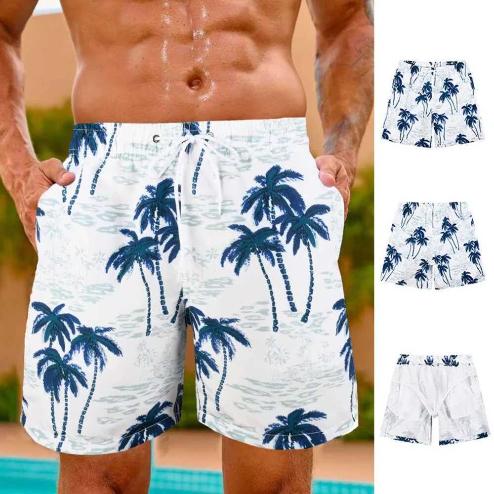 Mens Beach Shorts with Mesh Lining Swimsuit 3D Plant Beach Shorts Mens Swimming Shorts 2024 Quick Drying Cool Ice ShortsXJ250605