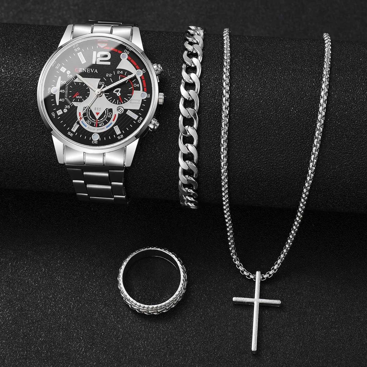 4PCS Men Business Watches Set Fashion Analog Quartz Watch for Mens Clock Reloj HombreWithout Box Y250605