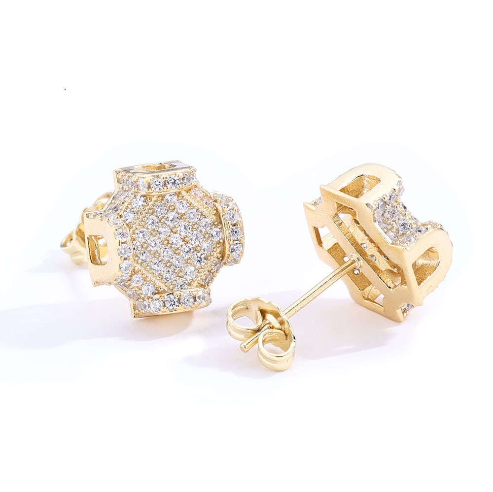Hip-Hop Personality New Full Diamond Mens Earrings Trendy Jewelry High-End Moissanite Earrings