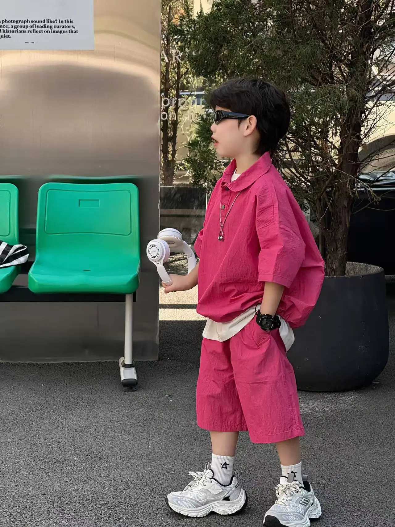 Childrens Clothing Boys Summer 2025 New Handsome Childrens Summer Two Piece Set Thin Boys Trendy Clothes 90-160CM R250605